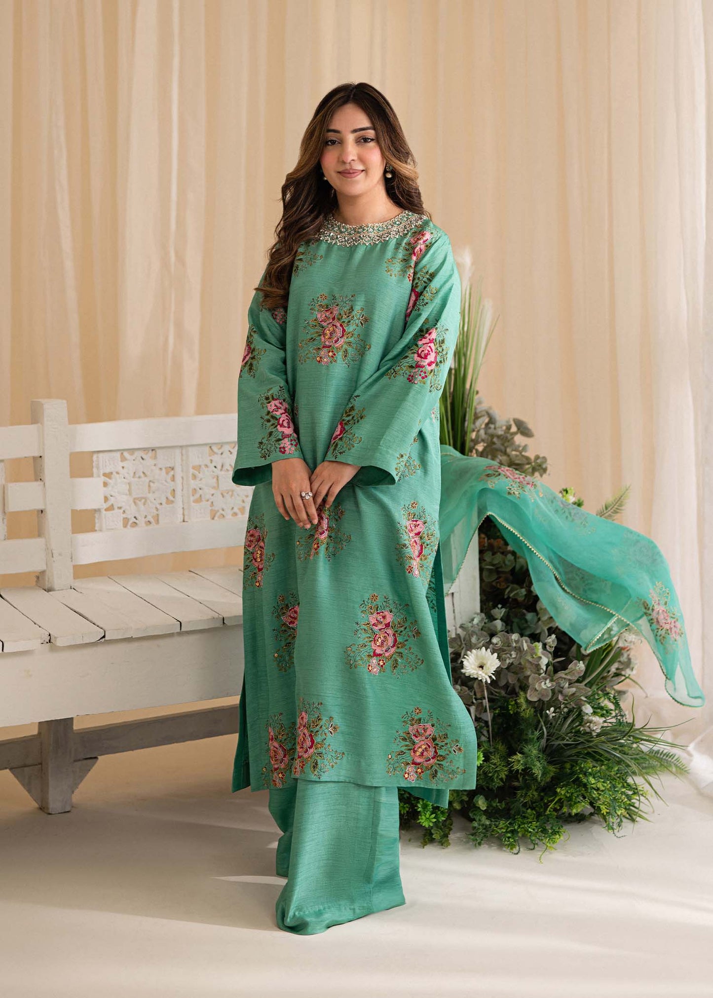 Sadaf Fawad Khan | Lyla Festive Pret | Dorothy Turquoise - House Of Anaya