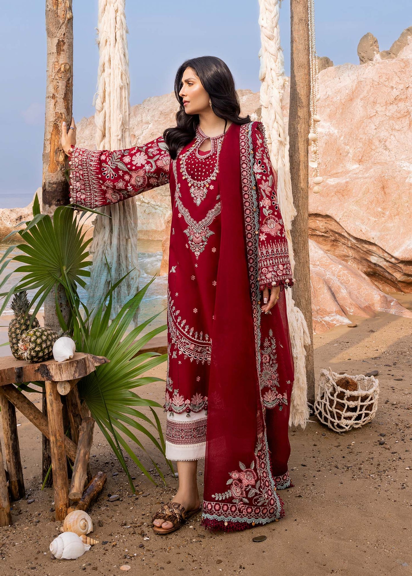Sadaf Fawad Khan | Siraa Luxury Lawn 24| Calah (A) - House Of Anaya