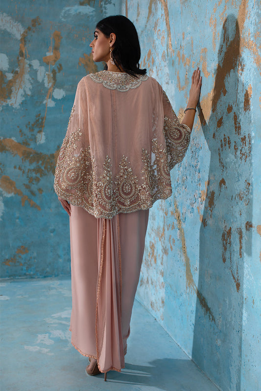 Wardha Saleem | Luxury Pret Fusion Wear | ROSALIE - FORMAL CAPE WITH DRAPE (2 PC) - House Of Anaya