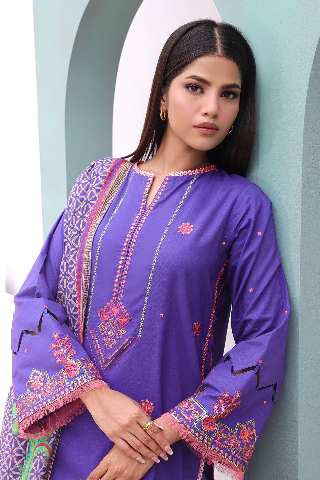 Zellbury | Unstitched 3 Piece Cambric | Embroidered Shirt Shalwar Dupatta - 0082 - Libasekhas