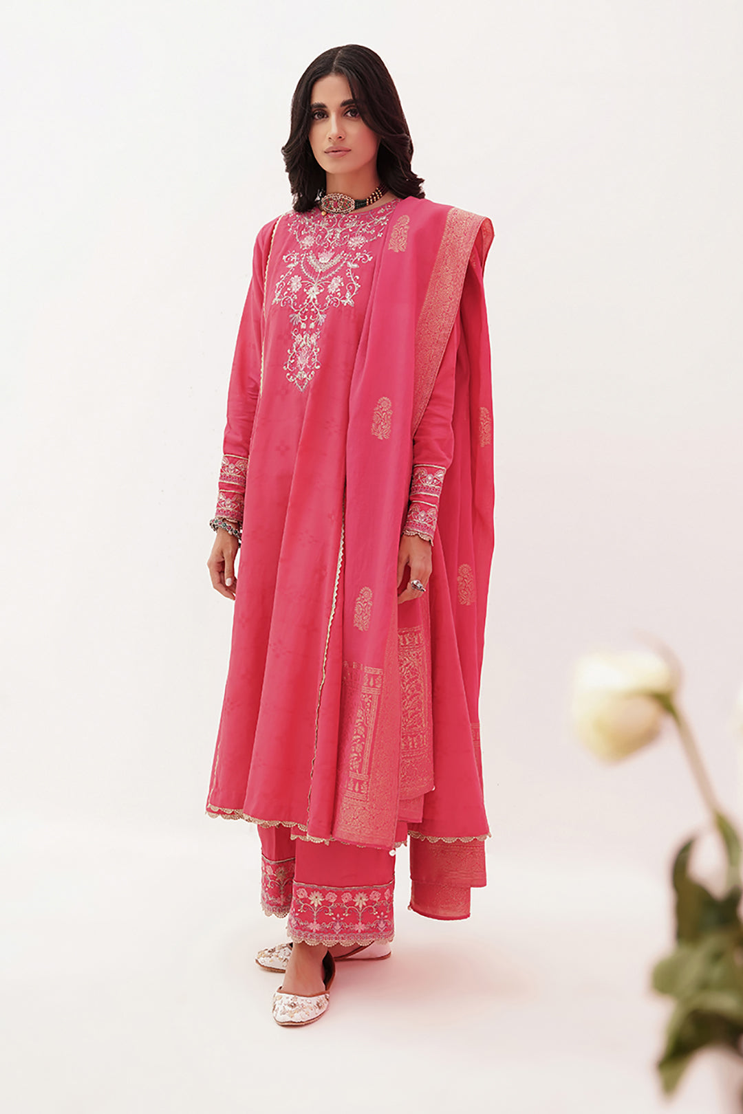 Zellbury | Unstitched 3 Piece Lawn | Embroidered Shirt Shalwar Dupatta - 0351 - Libasekhas