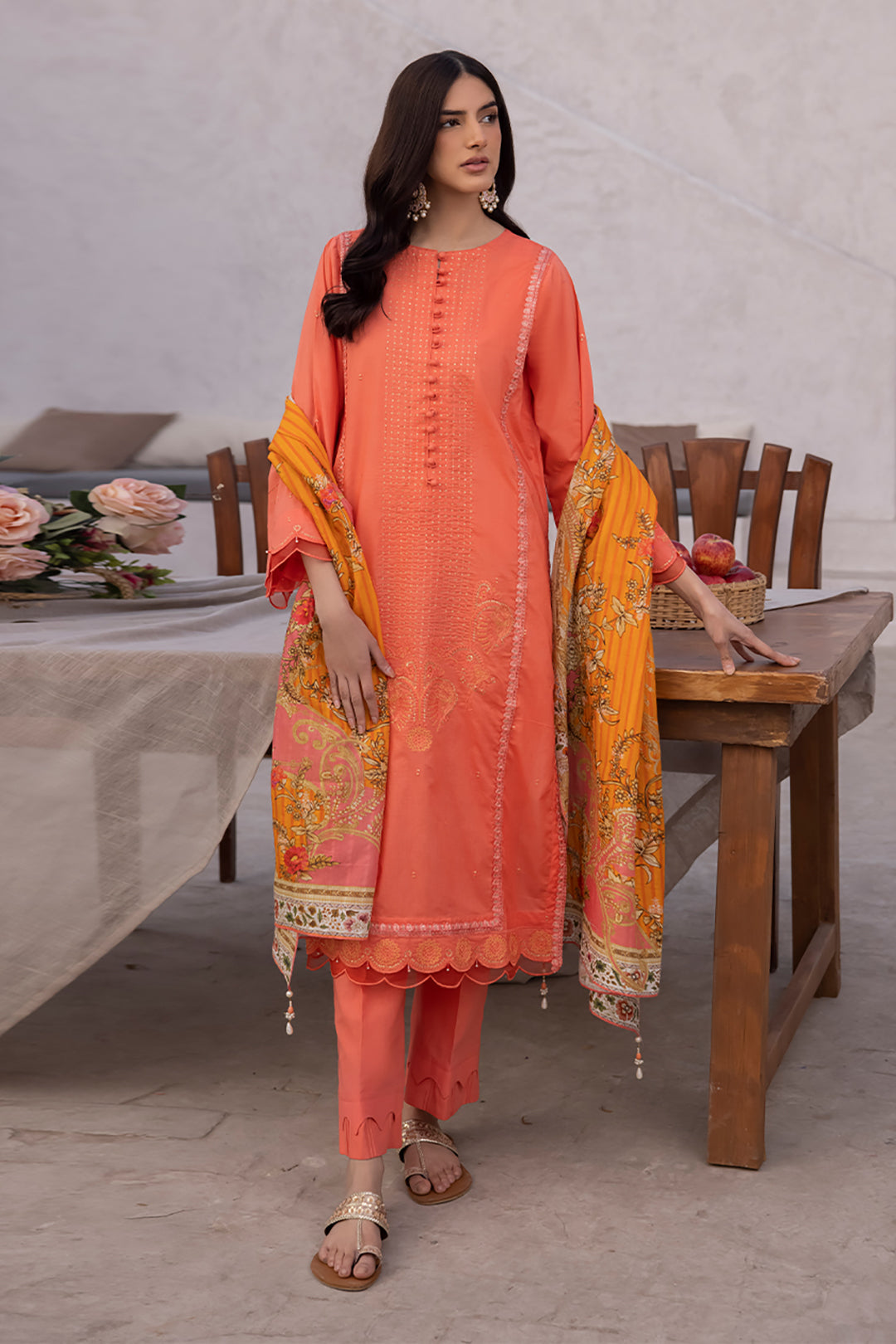 Zellbury | Unstitched 3 Piece Cambric | Embroidered Shirt Shalwar Dupatta - 1143 - Libasekhas