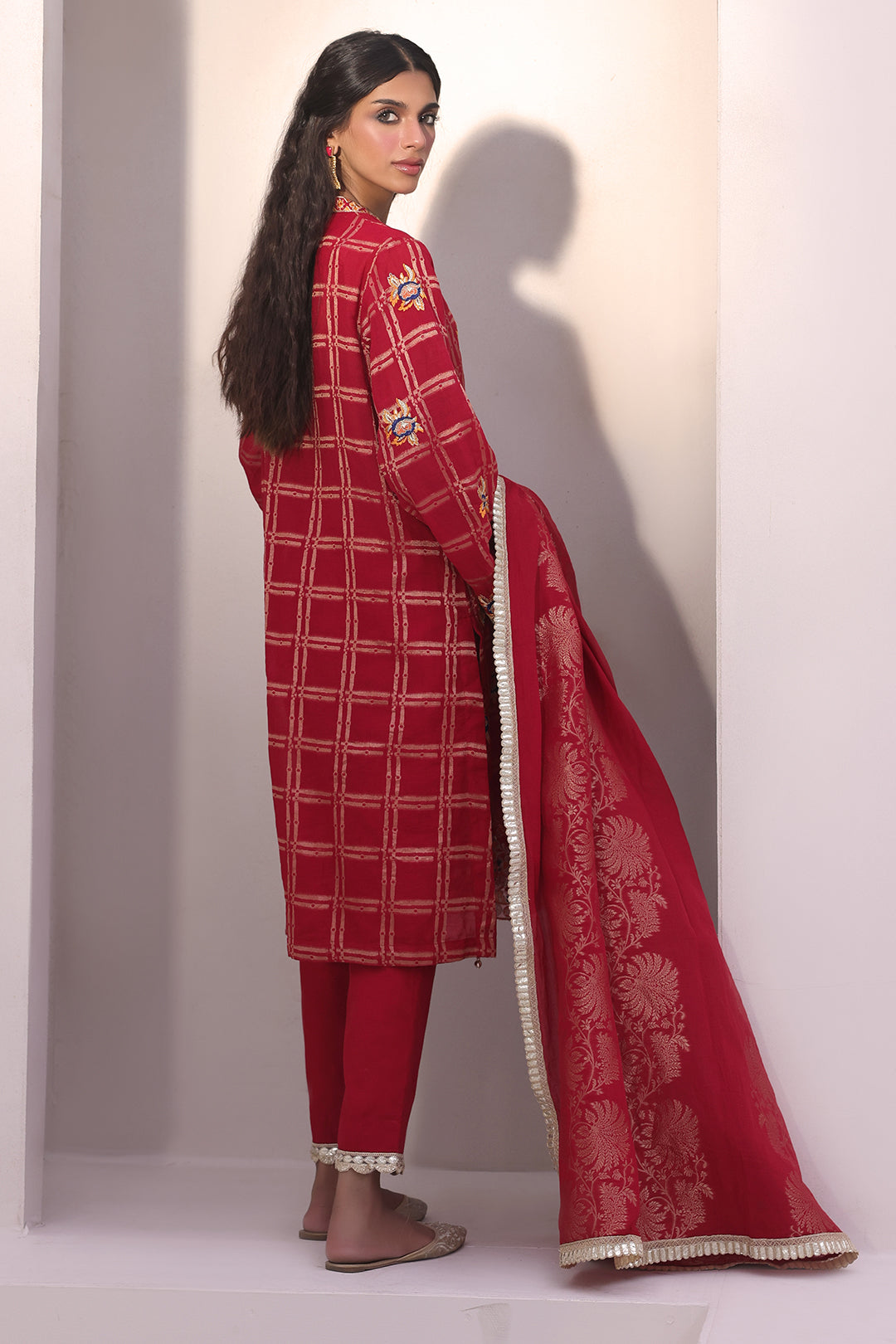 Zellbury | Unstitched 3 Piece Jacquard | Embroidered Shirt Shalwar Dupatta - 1803 - Libasekhas
