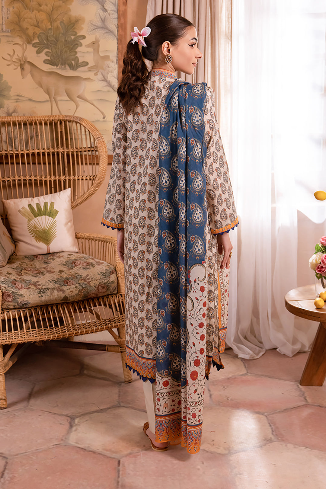 Zellbury | Unstitched 3 Piece Lawn | Shirt Shalwar Dupatta - 1067 - Libasekhas