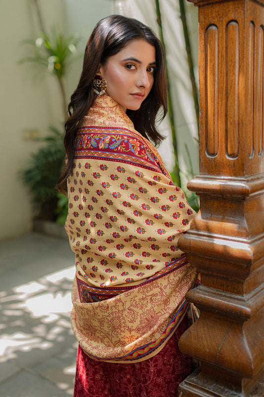 Zellbury | Unstitched 3 Piece Khaddar | Embroidered Shirt Shalwar Dupatta - 0309 - Libasekhas