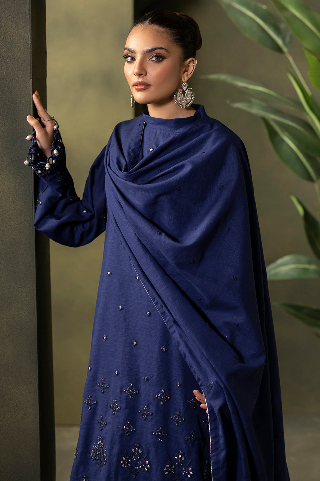 Zellbury | Unstitched 3 Piece Khaddar | Embroidered Shirt Shalwar Dupatta - 0322 - Libasekhas