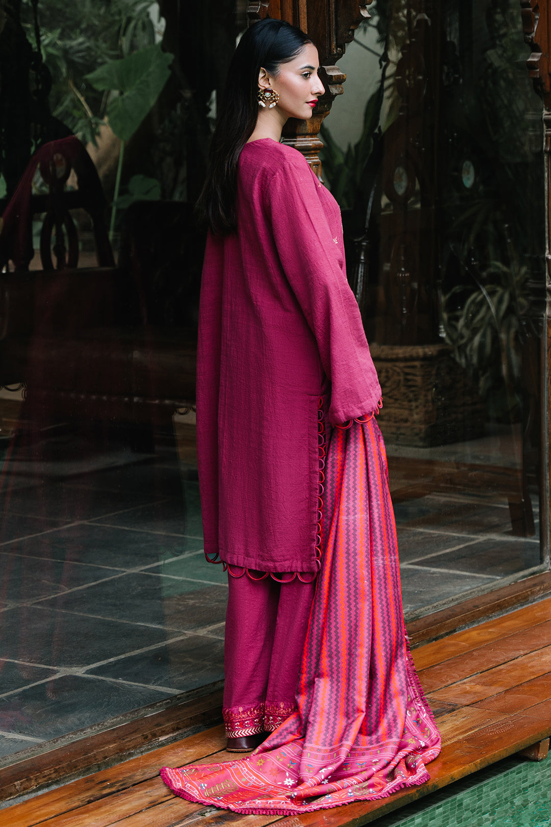 Zellbury | Unstitched 3 Piece Khaddar | Embroidered Shirt Shalwar Dupatta - 0328 - Libasekhas