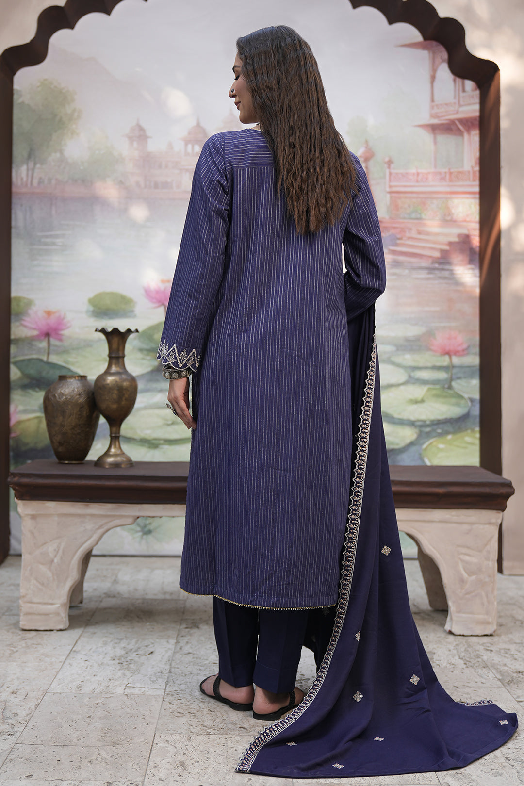 Zellbury | Unstitched 3 Piece Khaddar | Embroidered Shirt Shalwar Shawl - 0409 - Libasekhas