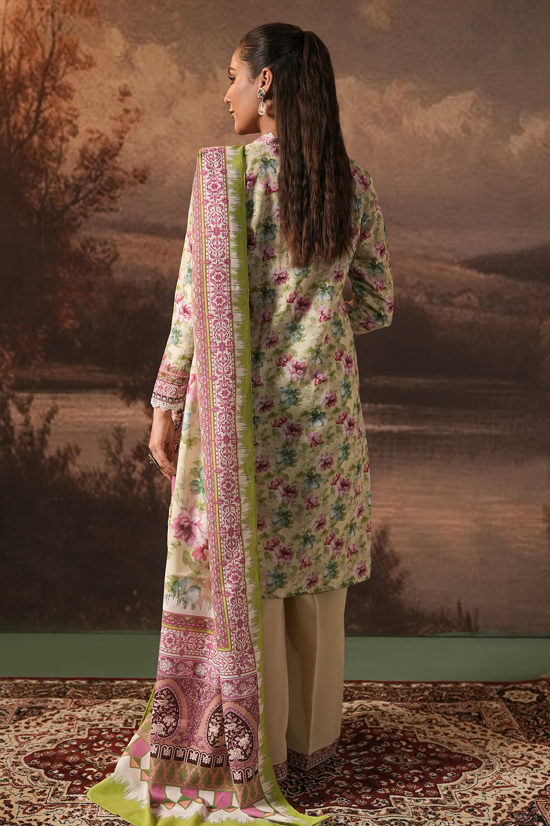 Zellbury | Unstitched 3 Piece Karandi | Shirt Shalwar Dupatta - 0458 - Libasekhas
