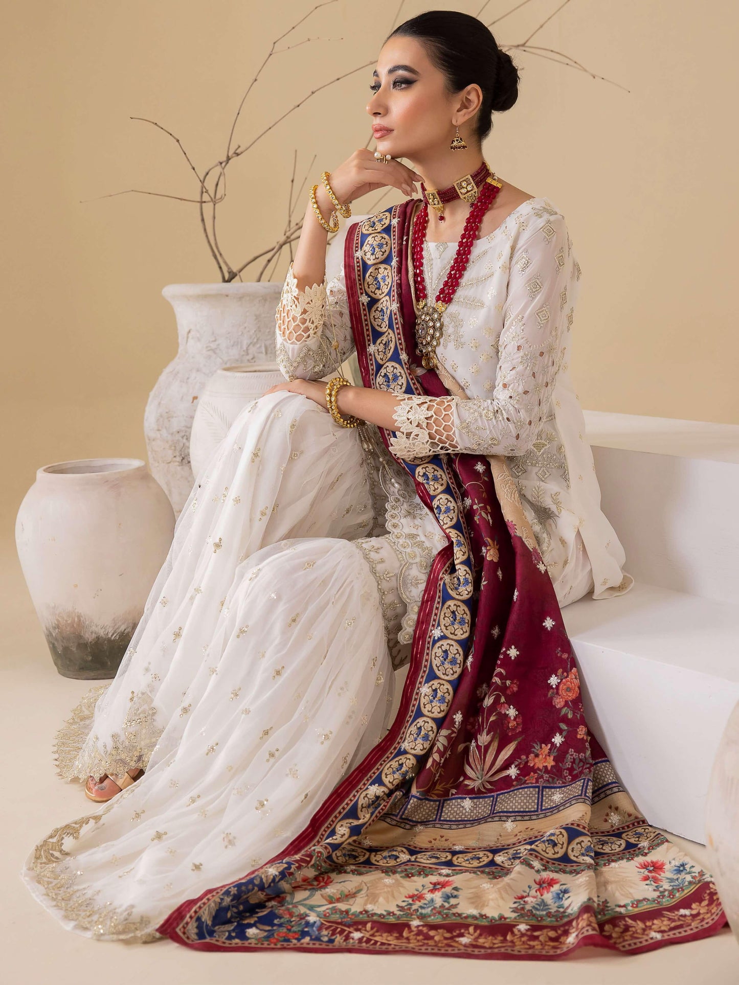 IZNIK Chinon Vol-03 Embroidered Chiffon 3Pc Suit CC-24 Bianca - House Of Anaya