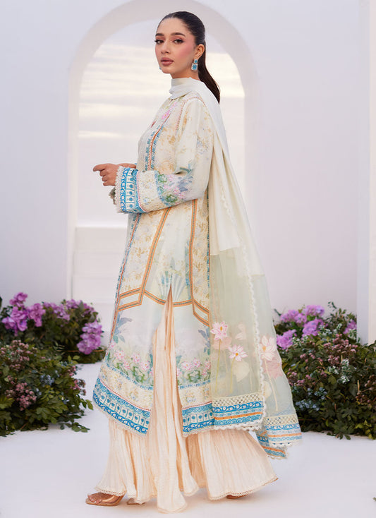 Farah Talib Aziz | Zaza Prints 24 | TURKISH AQUA SHIRT AND DUPATTA - House Of Anaya