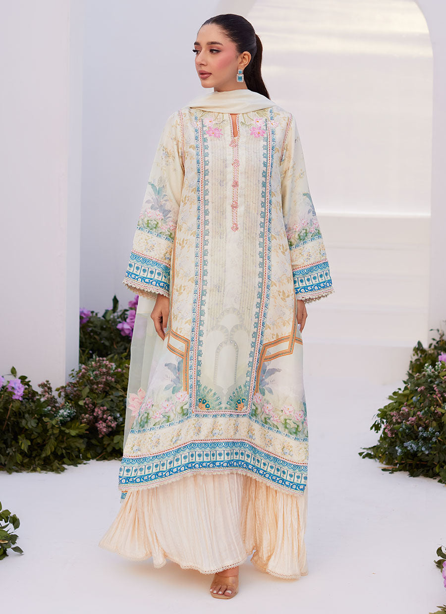 Farah Talib Aziz | Zaza Prints 24 | TURKISH AQUA SHIRT AND DUPATTA - House Of Anaya