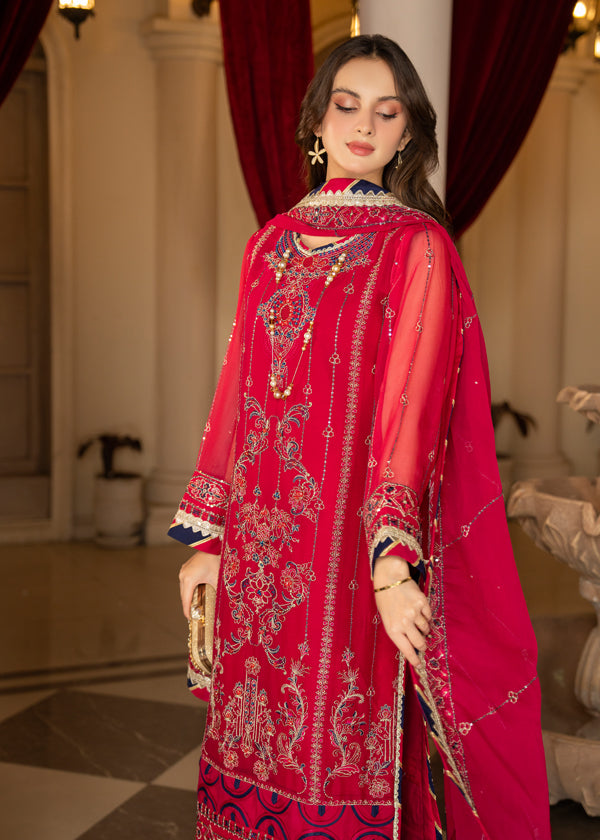 Strawberry | Rimjhim Chiffon Collection | FLS-RJ-007 - House Of Anaya