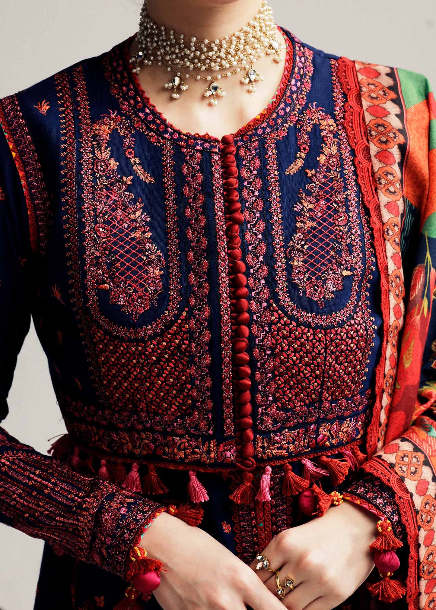 Hussain Rehar | Winter Shawl Khaddar 23 | Cerulean - House Of Anaya