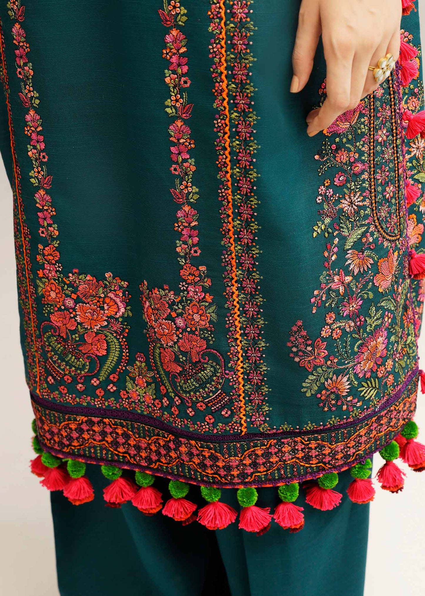 Hussain Rehar | Winter Shawl Khaddar 23 | Teal - House Of Anaya