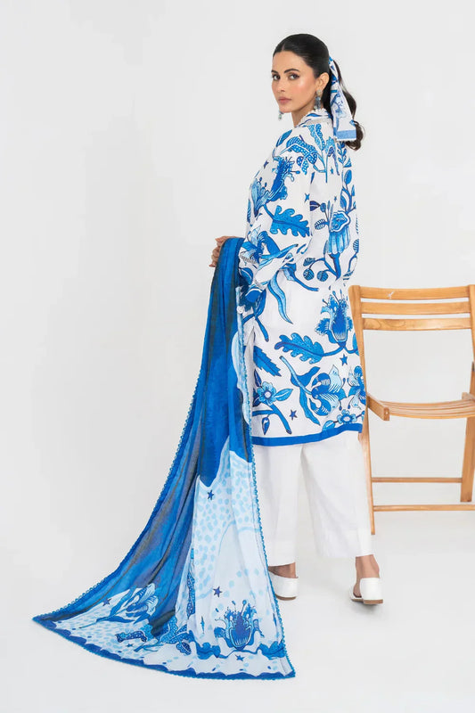 Ittehad | Printed Lawn 24 | IP3P10-3PS-BLU - House Of Anaya