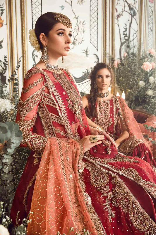 Maria B | Mbroidered Wedding Edition 23 | Maroon BD-2708 - House Of Anaya