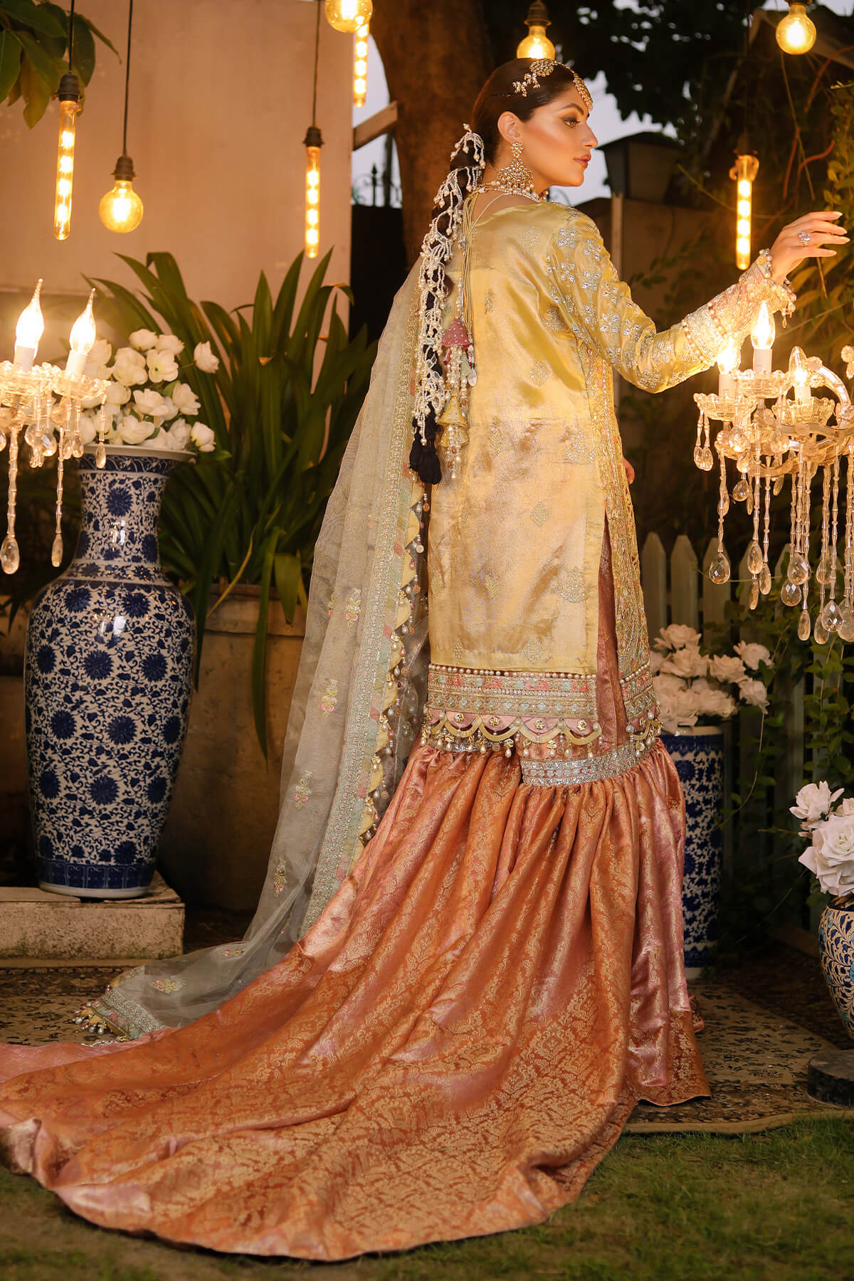 Raeesa Premium | Wajadan Wedding Formals | WD-4 Lemon Chiffon - House Of Anaya