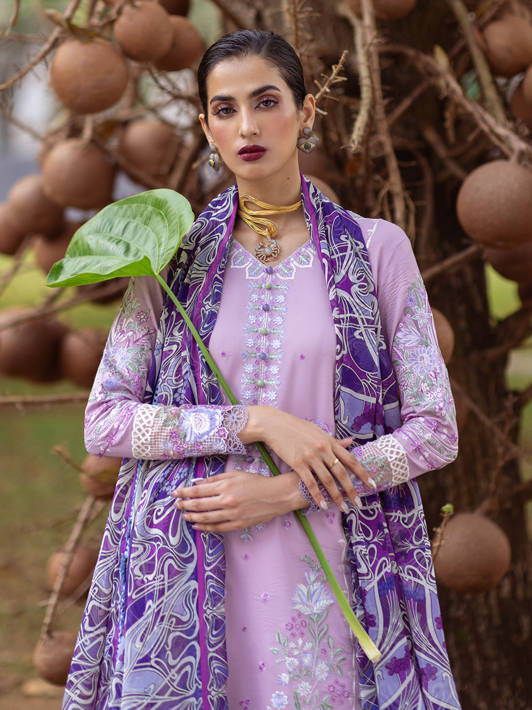 Roheenaz | Dahlia Embroidered Lawn 24 | Hyacinth - House Of Anaya