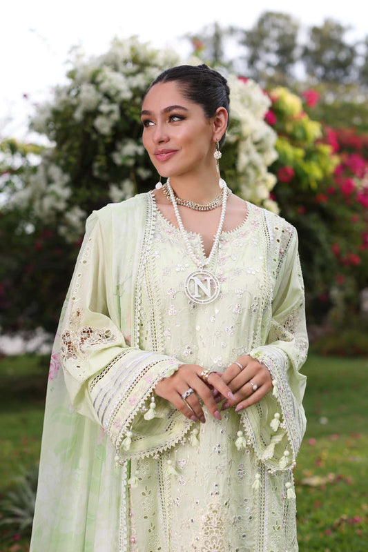 Noor by Saadia Asad | Luxury Chikankari Lawn24 | D11-B Mint Schifli - House Of Anaya
