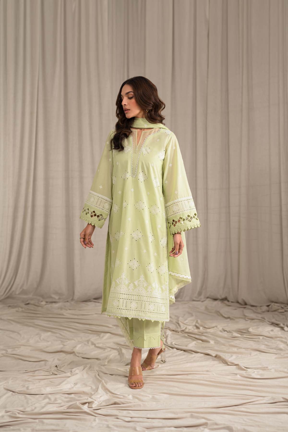 Sahar | Mirage Spring Luxury 24 | Chikankari 3 Piece - House Of Anaya