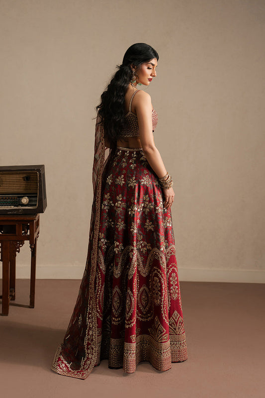 Ayzel Taaruf Maroon Lehenga Choli Pakistani Designer Dresses