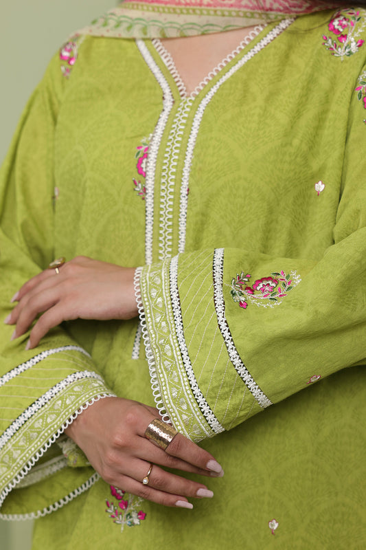 Zellbury | Unstitched 3 Piece Lawn | Embroidered Shirt Shalwar Dupatta - 1462 - Libasekhas