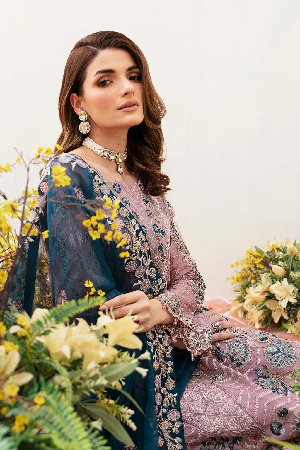 Ramsha Embroidered Luxury Chiffon 3 Piece Suit F-2401 - House Of Anaya