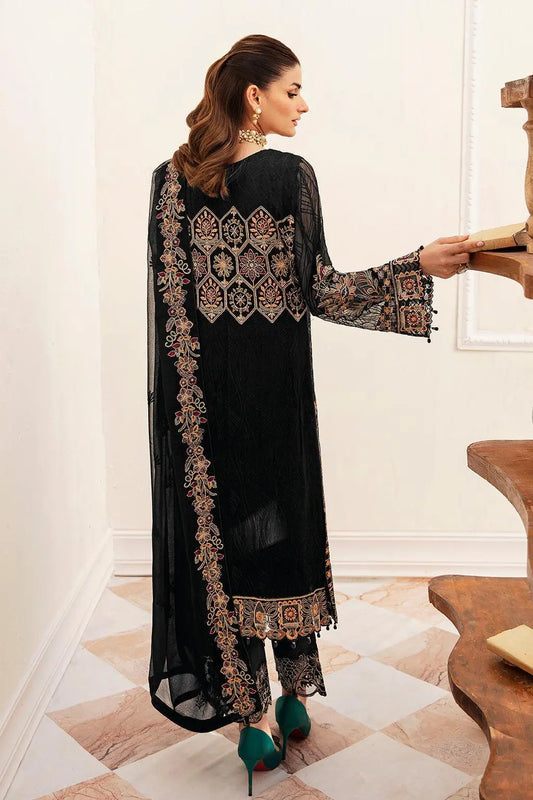 Ramsha Embroidered Luxury Chiffon 3 Piece Suit F-2403 - House Of Anaya
