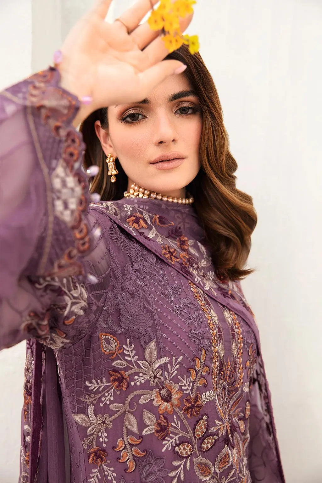 Ramsha Embroidered Luxury Chiffon 3 Piece Suit F-2404 - House Of Anaya