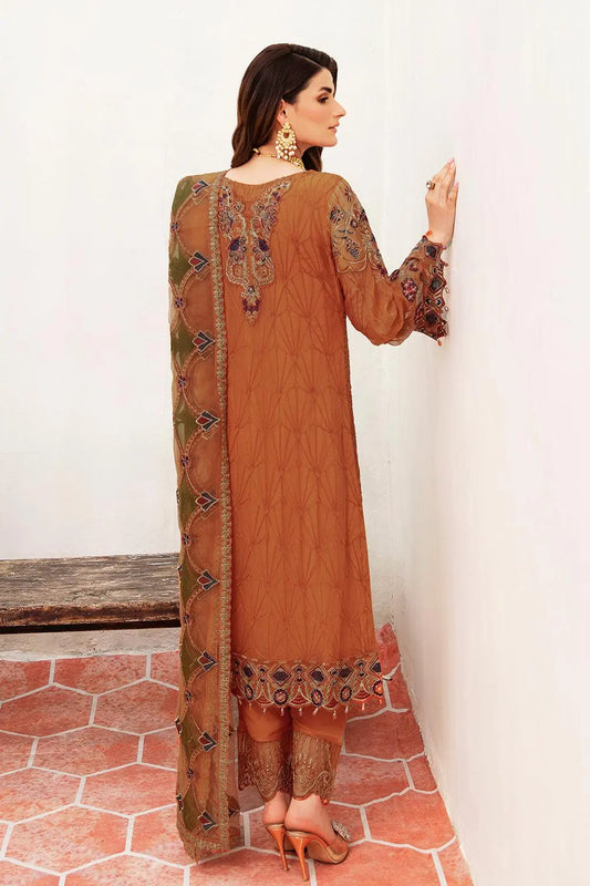 Ramsha Embroidered Luxury Chiffon 3 Piece Suit F-2407 - House Of Anaya
