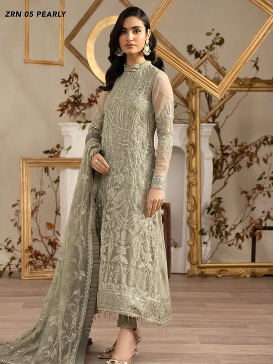 Naqsh by Zarif Festive Formal 3 Piece Suit ZRN-05 PEARLY - House Of Anaya