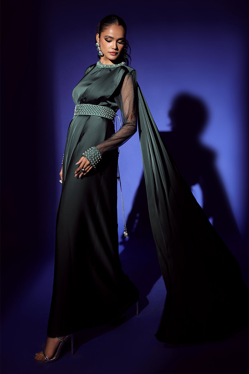 Wardha Saleem | Luxury Pret Fusion Wear | ZEPHYR SAREE DRAPE WITH BELT (2PC) - House Of Anaya