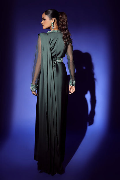 Wardha Saleem | Luxury Pret Fusion Wear | ZEPHYR SAREE DRAPE WITH BELT (2PC) - House Of Anaya