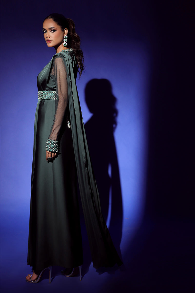 Wardha Saleem | Luxury Pret Fusion Wear | ZEPHYR SAREE DRAPE WITH BELT (2PC) - House Of Anaya