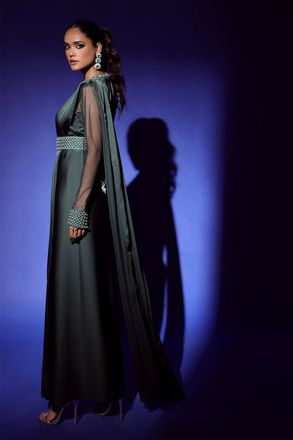 Wardha Saleem | Luxury Pret Fusion Wear | ZEPHYR SAREE DRAPE WITH BELT (2PC) - House Of Anaya