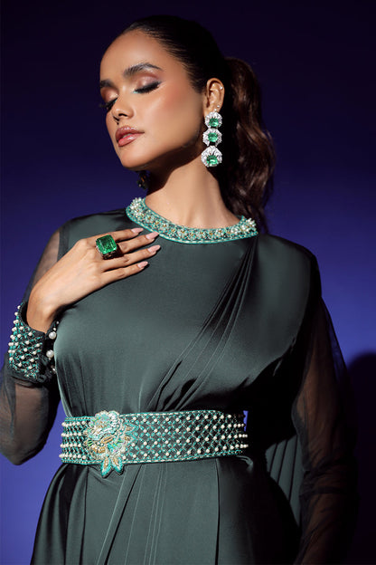 Wardha Saleem | Luxury Pret Fusion Wear | ZEPHYR SAREE DRAPE WITH BELT (2PC) - House Of Anaya