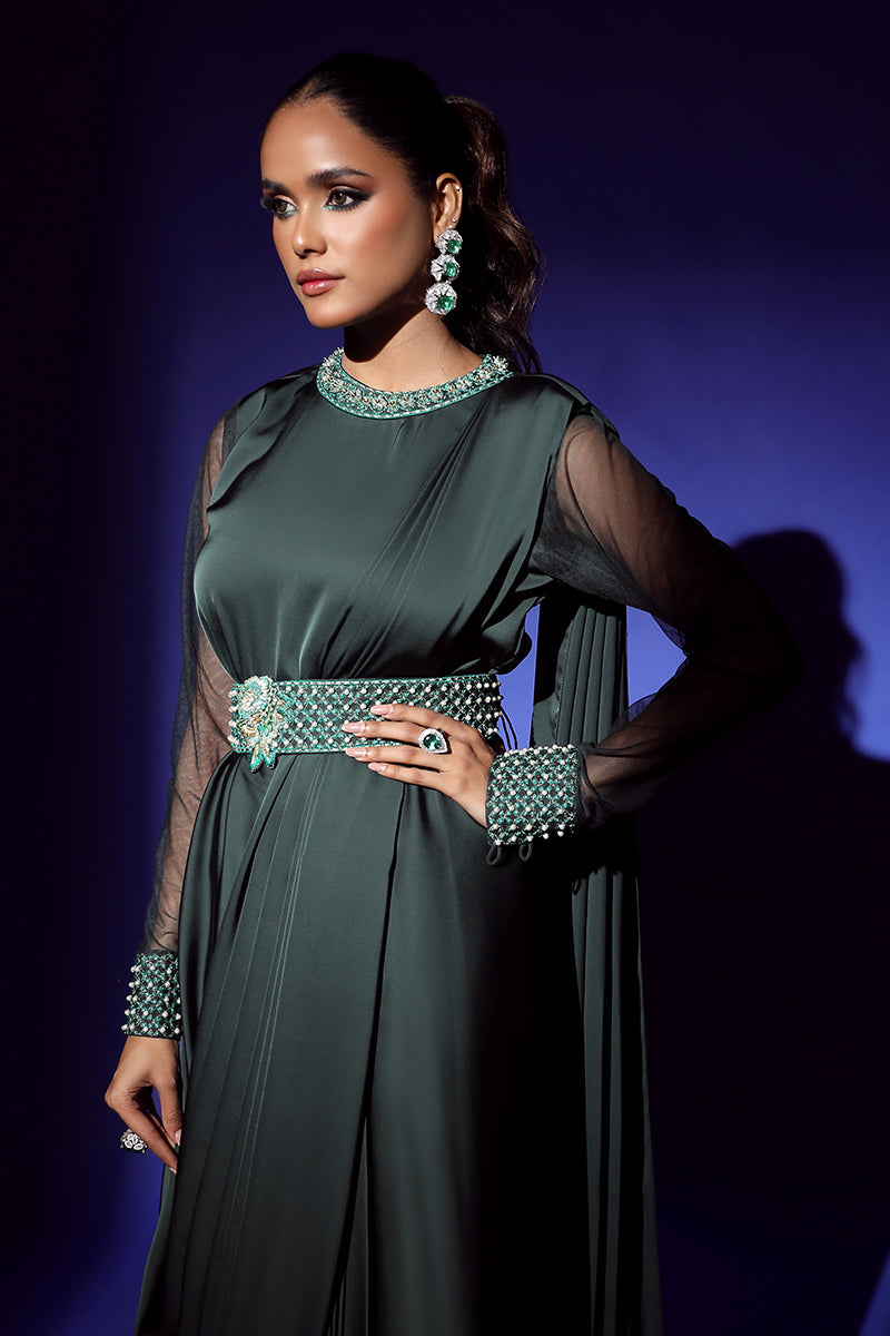 Wardha Saleem | Luxury Pret Fusion Wear | ZEPHYR SAREE DRAPE WITH BELT (2PC) - House Of Anaya