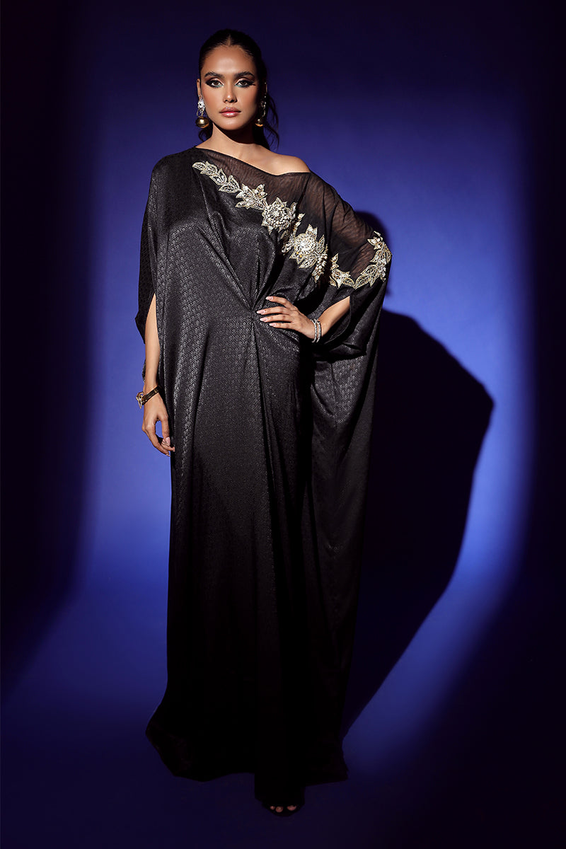 Wardha Saleem | Luxury Pret Fusion Wear | RAVEN DRAPE (1PC) - House Of Anaya