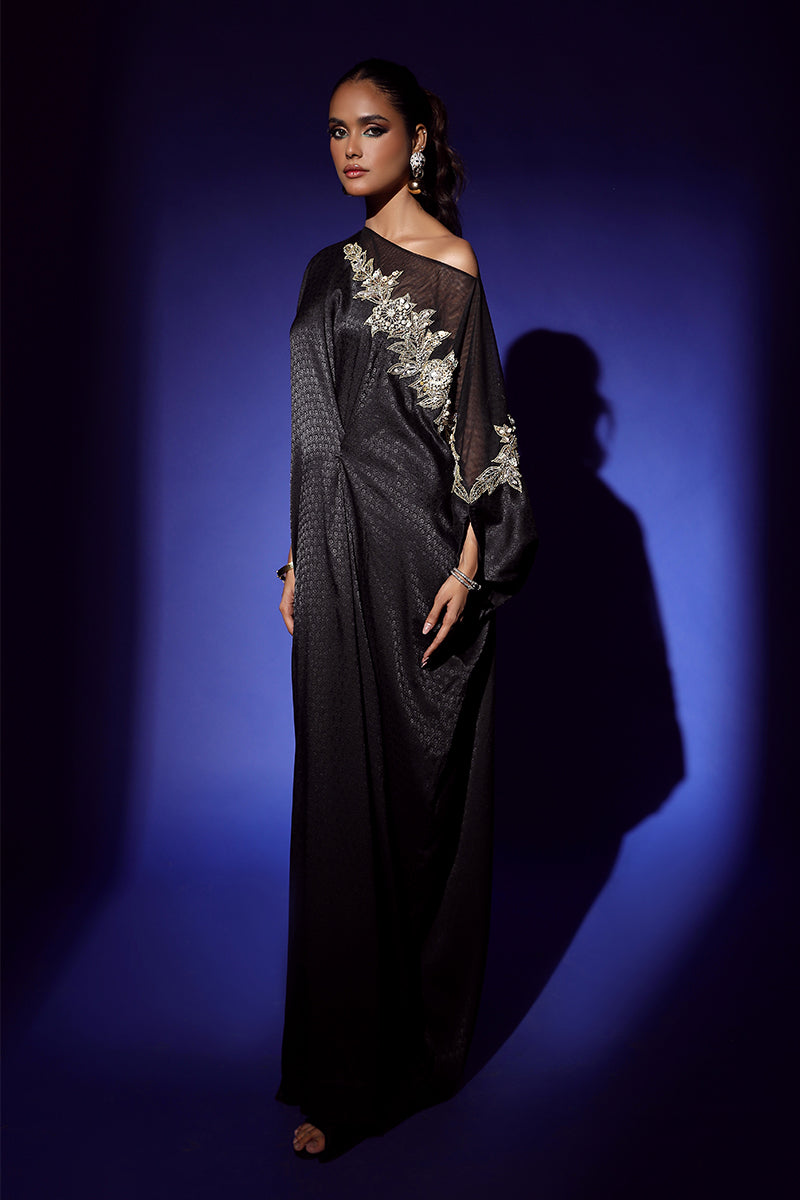 Wardha Saleem | Luxury Pret Fusion Wear | RAVEN DRAPE (1PC) - House Of Anaya