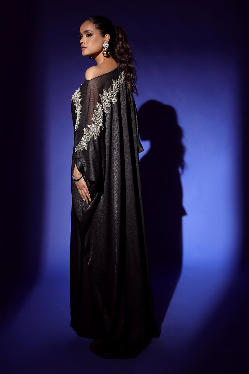 Wardha Saleem | Luxury Pret Fusion Wear | RAVEN DRAPE (1PC) - House Of Anaya