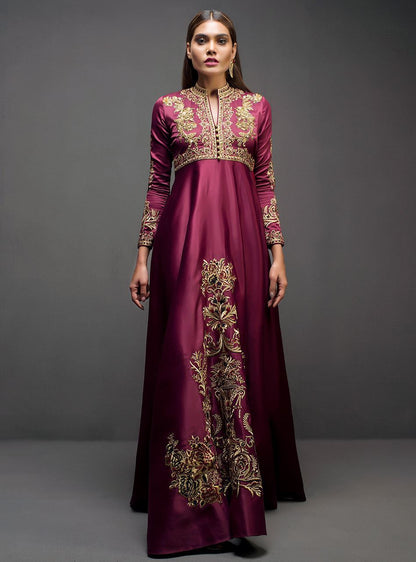 Zainab Chottani | Semi Formals | MAROON GOWN - House Of Anaya