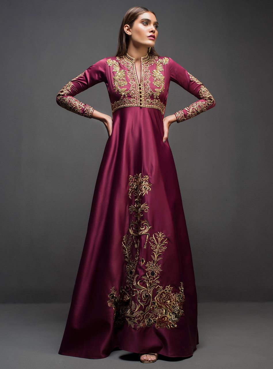 Zainab Chottani | Semi Formals | MAROON GOWN - House Of Anaya