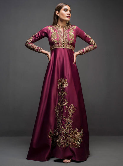 Zainab Chottani | Semi Formals | MAROON GOWN - House Of Anaya