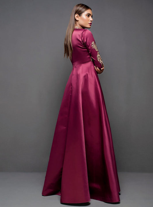 Zainab Chottani | Semi Formals | MAROON GOWN - House Of Anaya