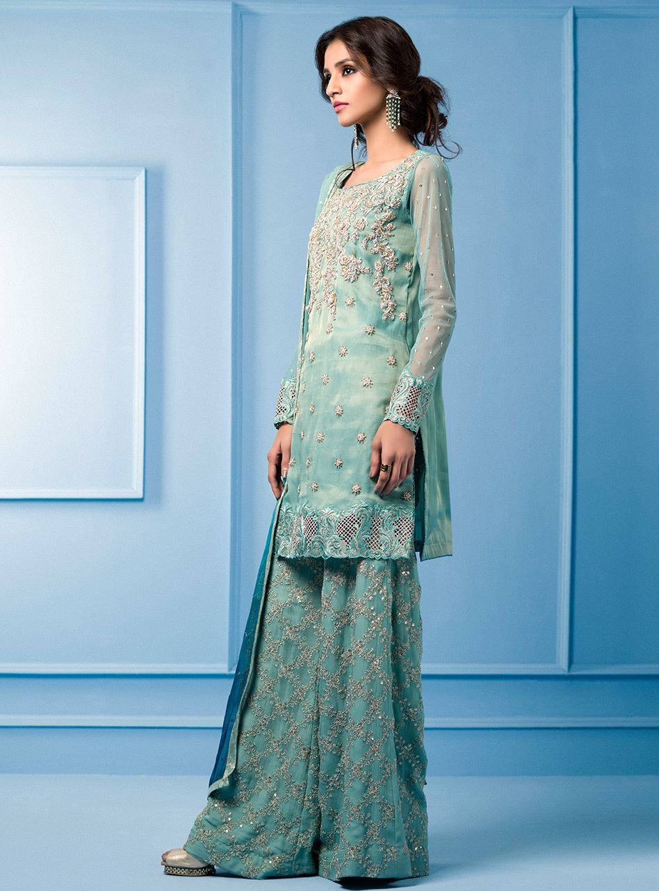 Zainab Chottani | Semi Formals | AQUA AND TEAL - House Of Anaya