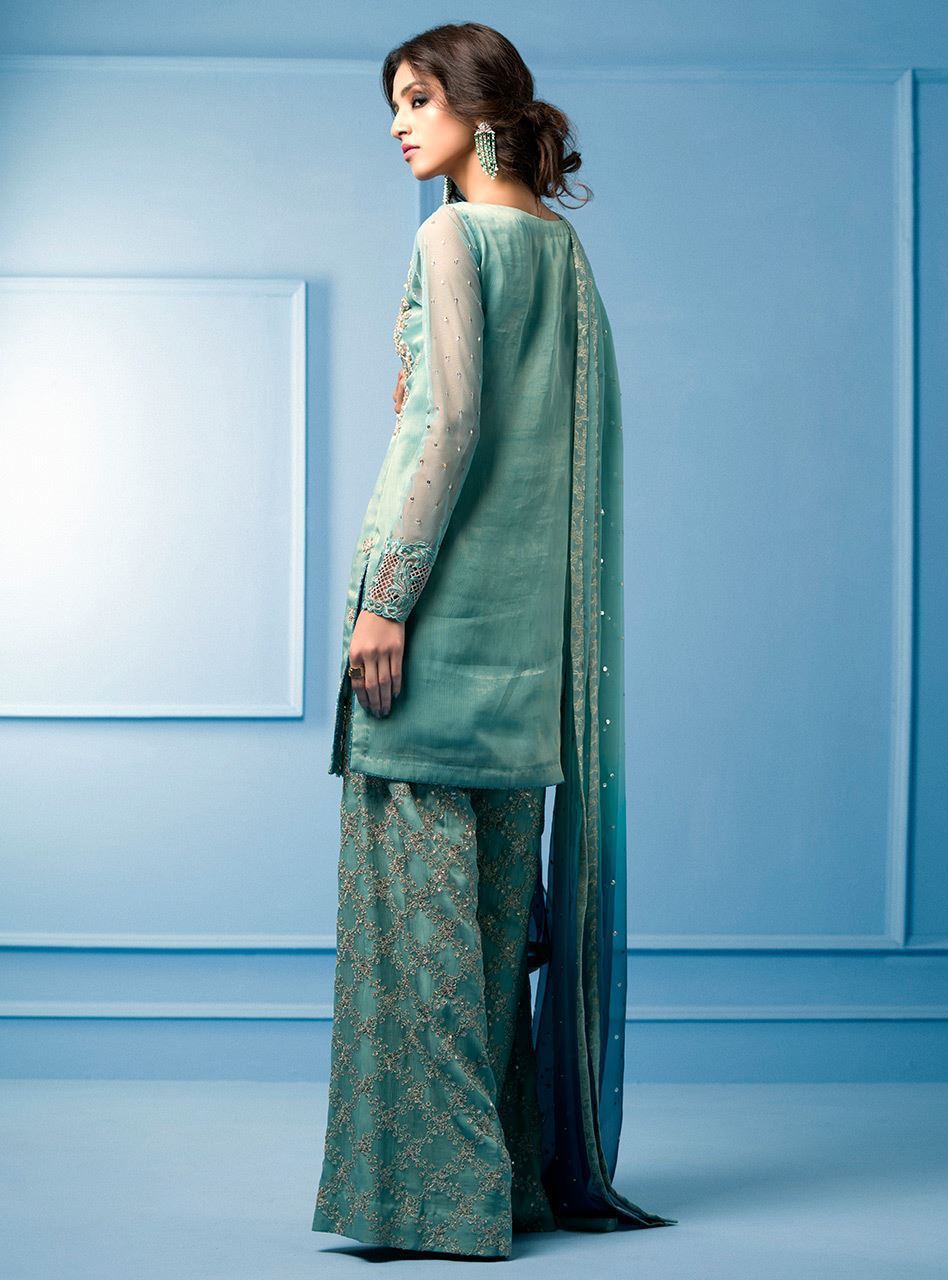 Zainab Chottani | Semi Formals | AQUA AND TEAL - House Of Anaya