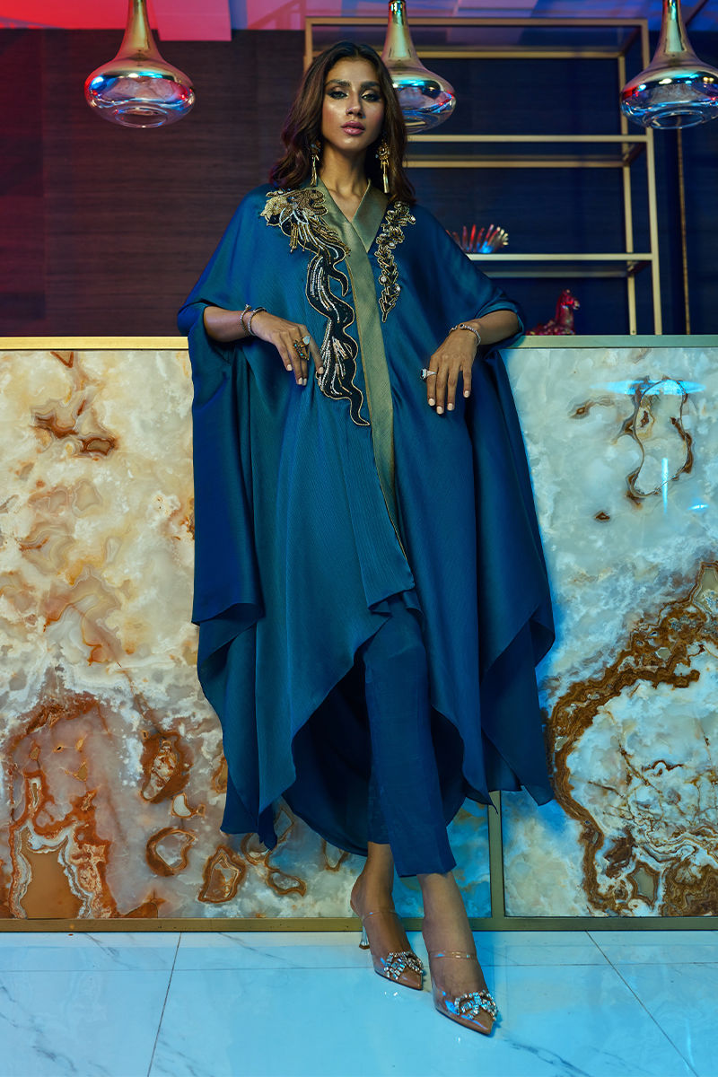 Wardha Saleem | Luxury Pret Fusion Wear | MIDNIGHT ?????? FORMAL DRAPE - House Of Anaya