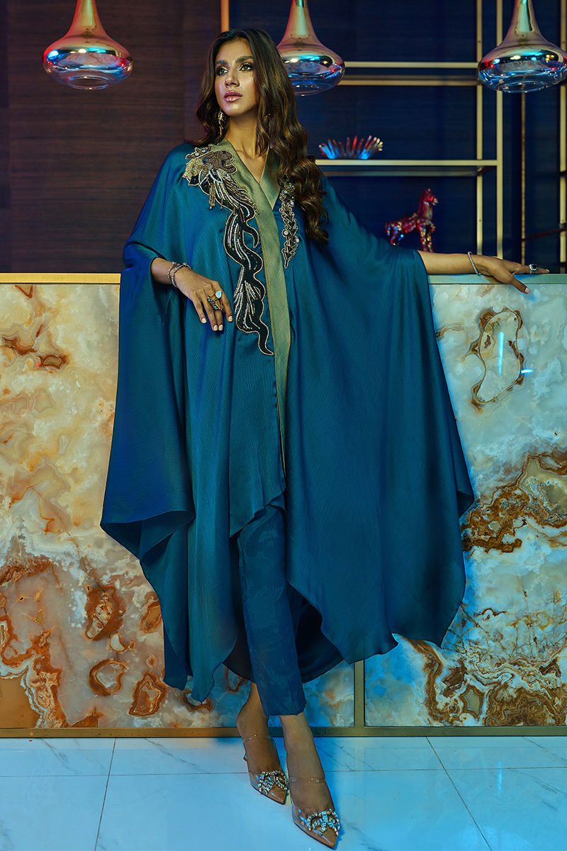 Wardha Saleem | Luxury Pret Fusion Wear | MIDNIGHT ?????? FORMAL DRAPE - House Of Anaya