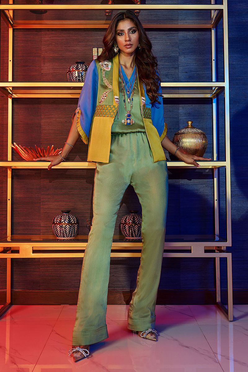 Wardha Saleem | Luxury Pret Fusion Wear | HUMMING BIRD JUMPSUIT - House Of Anaya